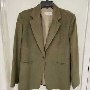 Bernard Zins Made in France Olive Green Women's Blazer Cashmere and Silk
